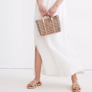 NWT Madewell Linen-Blend Smocked-Waist Maxi Skirt with Pockets Cream XXL